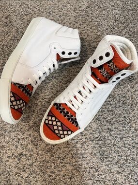 COBRA SOCIETY Mens White Orange Leather Sneaker shoes Size 44 EU 11 US